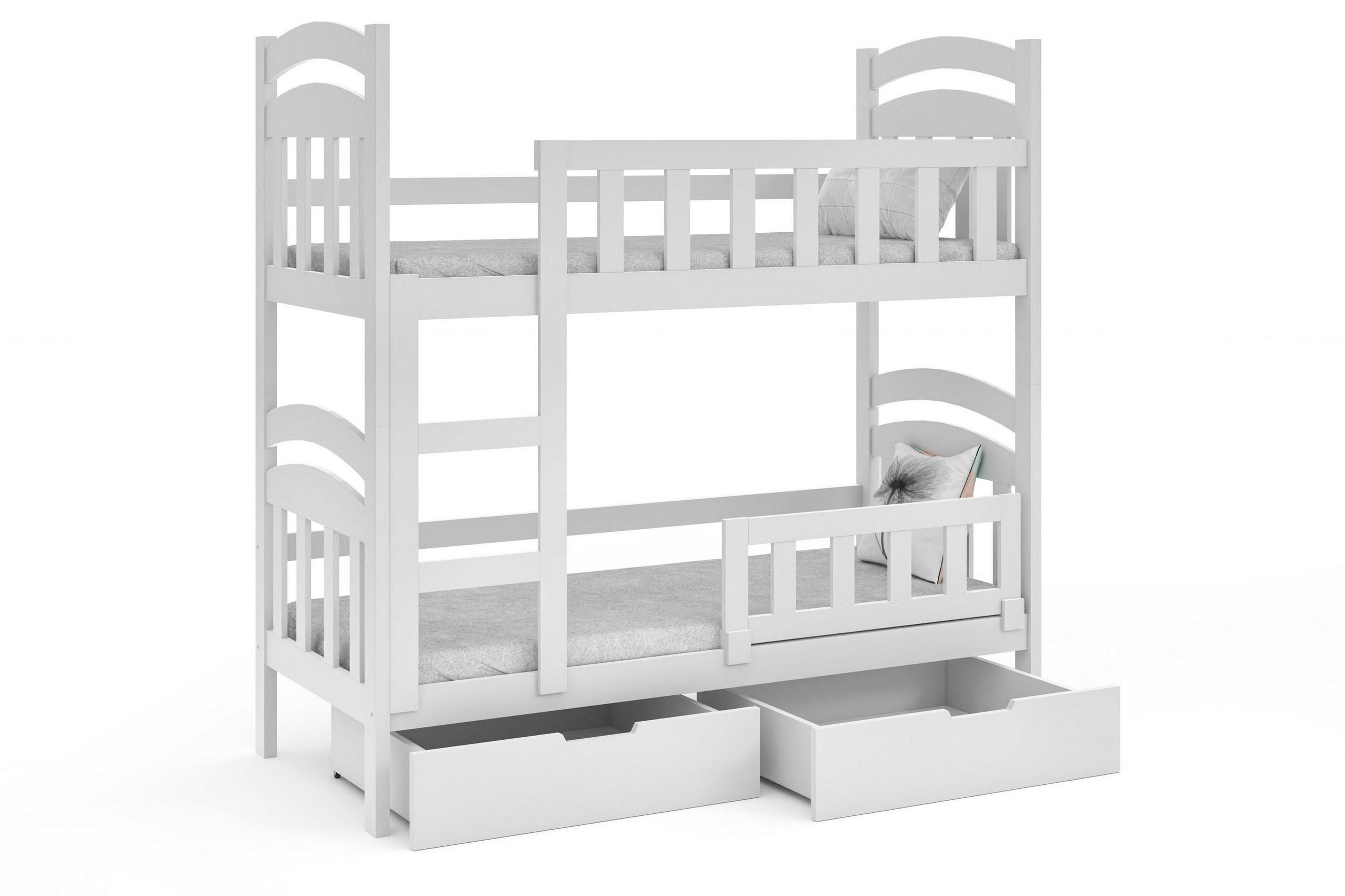 VYSOKÁ Postel DUMBO 75x180 s úložným prostorem, Bílá - bílá, dřevo (75/180cm) - MASSENO