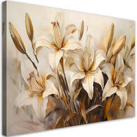 WANDBILD lilienblüten in beige im boho stil - Beige, Textil (60/40cm) - Feeby