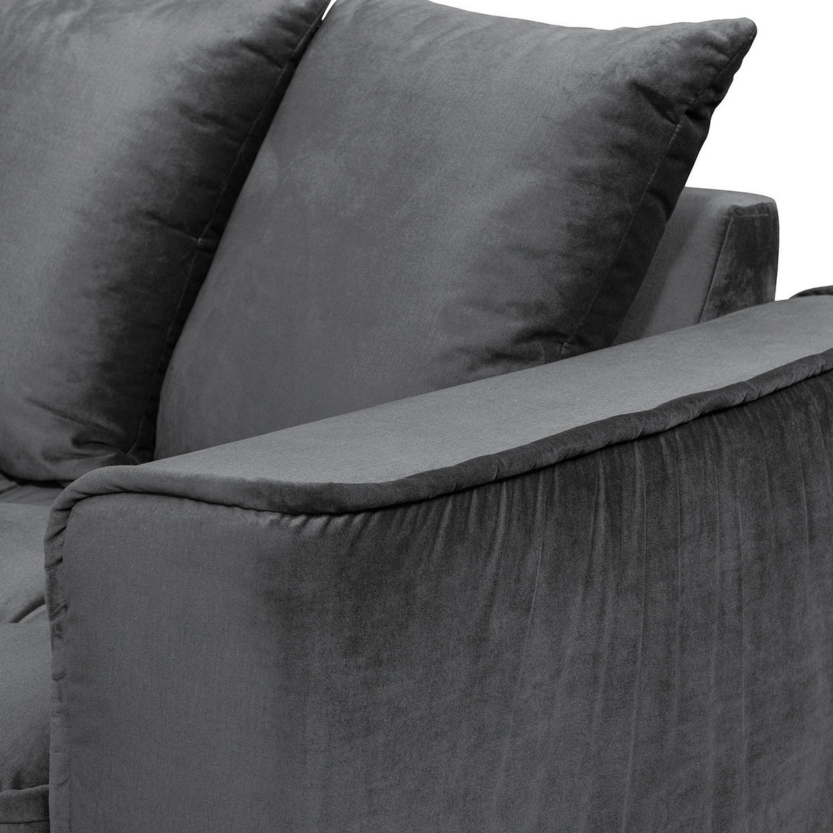 ECKSOFA mit Ottomane - Samt - Schwarz, Textil/Metall (288/245cm) - home24