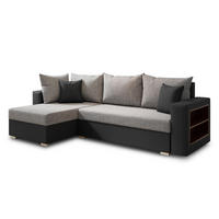 ECKSOFA Lord, Seite: Links - Schwarz/Grau, Holz/Textil (238/141cm) - Sofnet