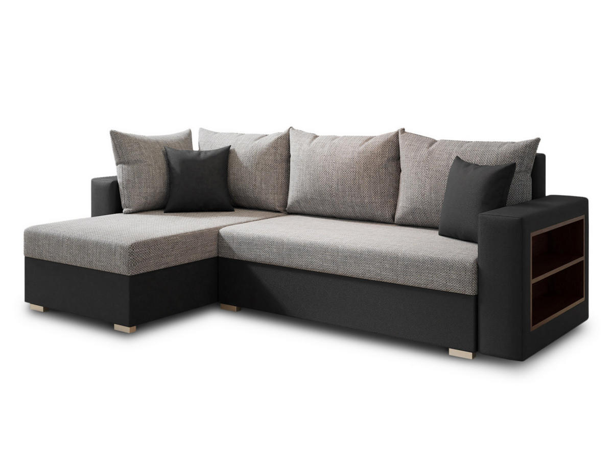 ECKSOFA Lord, Seite: Links - Schwarz/Grau, Holz/Textil (238/141cm) - Sofnet