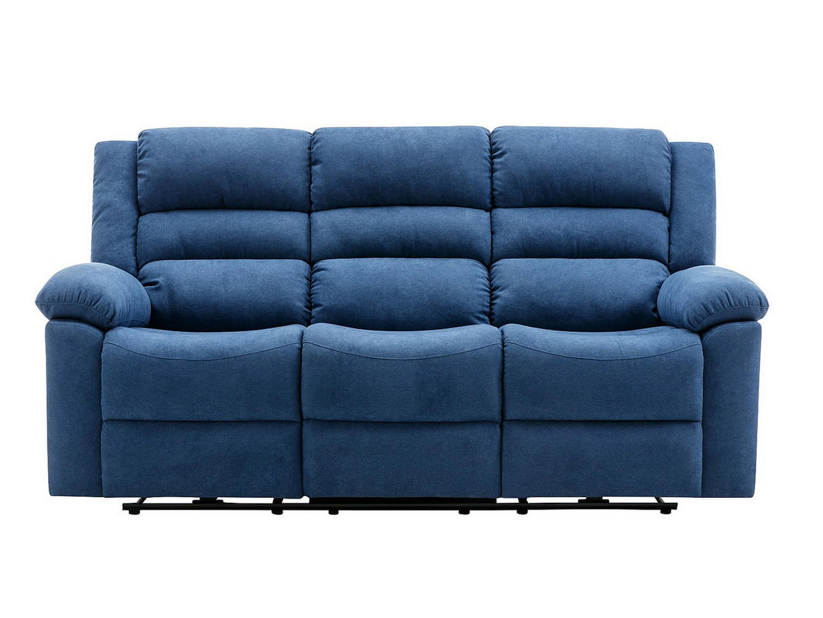 SOFAGARNITUR mit Relaxfunktion - 6 -Sitzer - Polyester - blau - BUROLO - Blau, Textil (199/103/95cm) - Vente-Unique