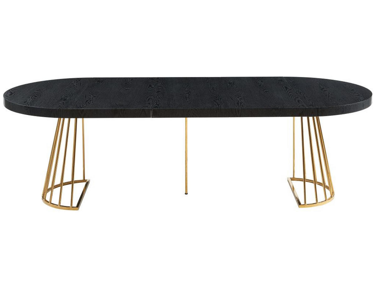 ESSTISCH ausziehbar - 2 bis 12 Personen - MDF & Stahl - Schwarz & Goldfarben - FIRELA - Schwarz, Holz (260/110/76cm) - Vente-Unique