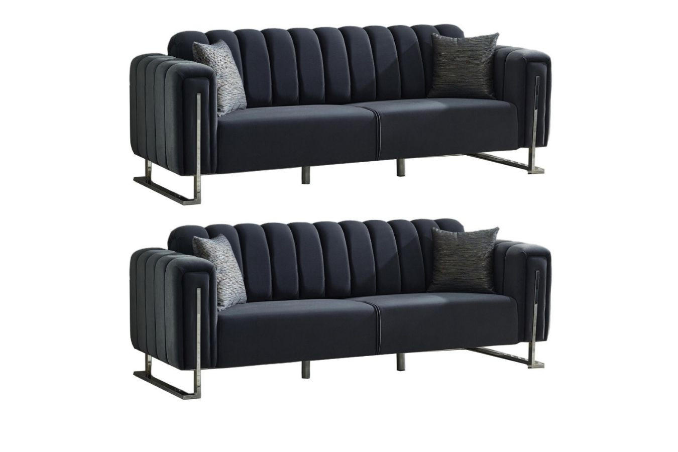 SITZGARNITUR Himalaya Anthrazit Stellvariante:3+2 - Schwarz, Holz/Textil (230/85/90cm) - Villa Möbel