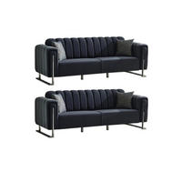 SITZGARNITUR Himalaya Anthrazit Stellvariante:3+2 - Schwarz, Holz/Textil (230/85/90cm) - Villa Möbel