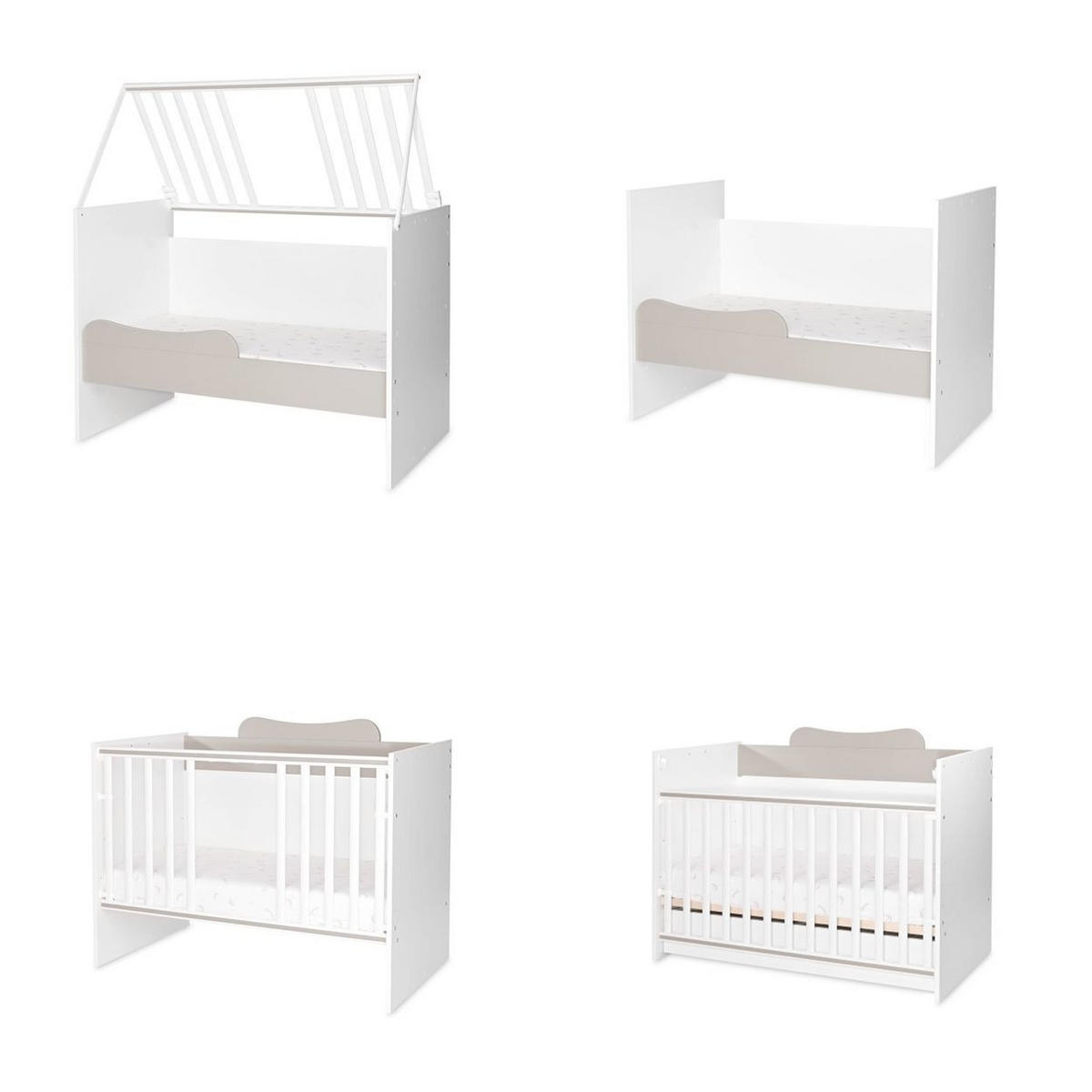 BABYBETT Multi beige 190 x 82 cm, Wickelkommode, Hausbett, Jugendbett, Schreibtisch - Beige, Holzwerkstoff (60/120cm) - Lorelli