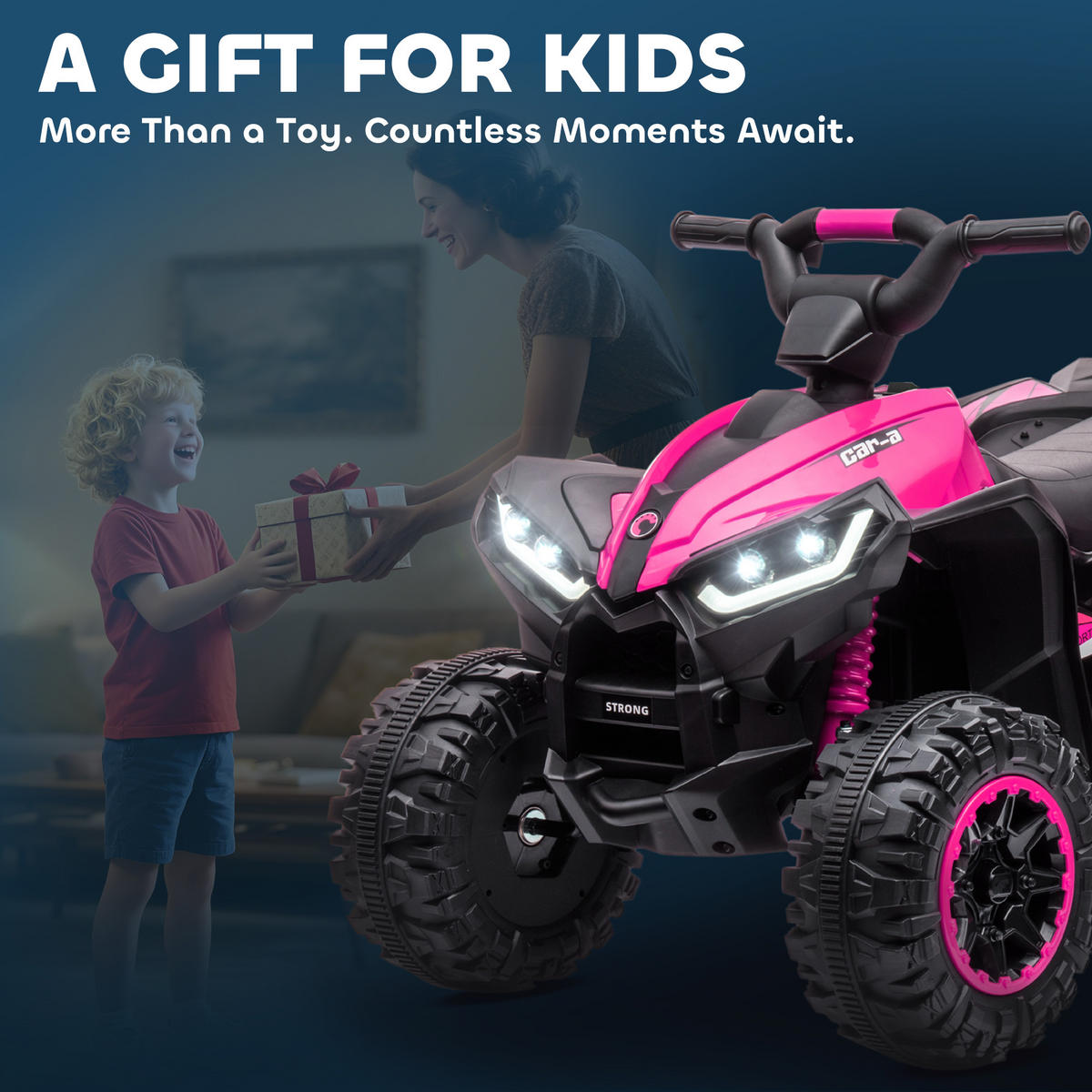 ELEKTRO-QUAD Kinderquad mit USB-Anschluss, Kindermotorrad - Rosa, Metall (83/53/55.5cm) - HOMCOM