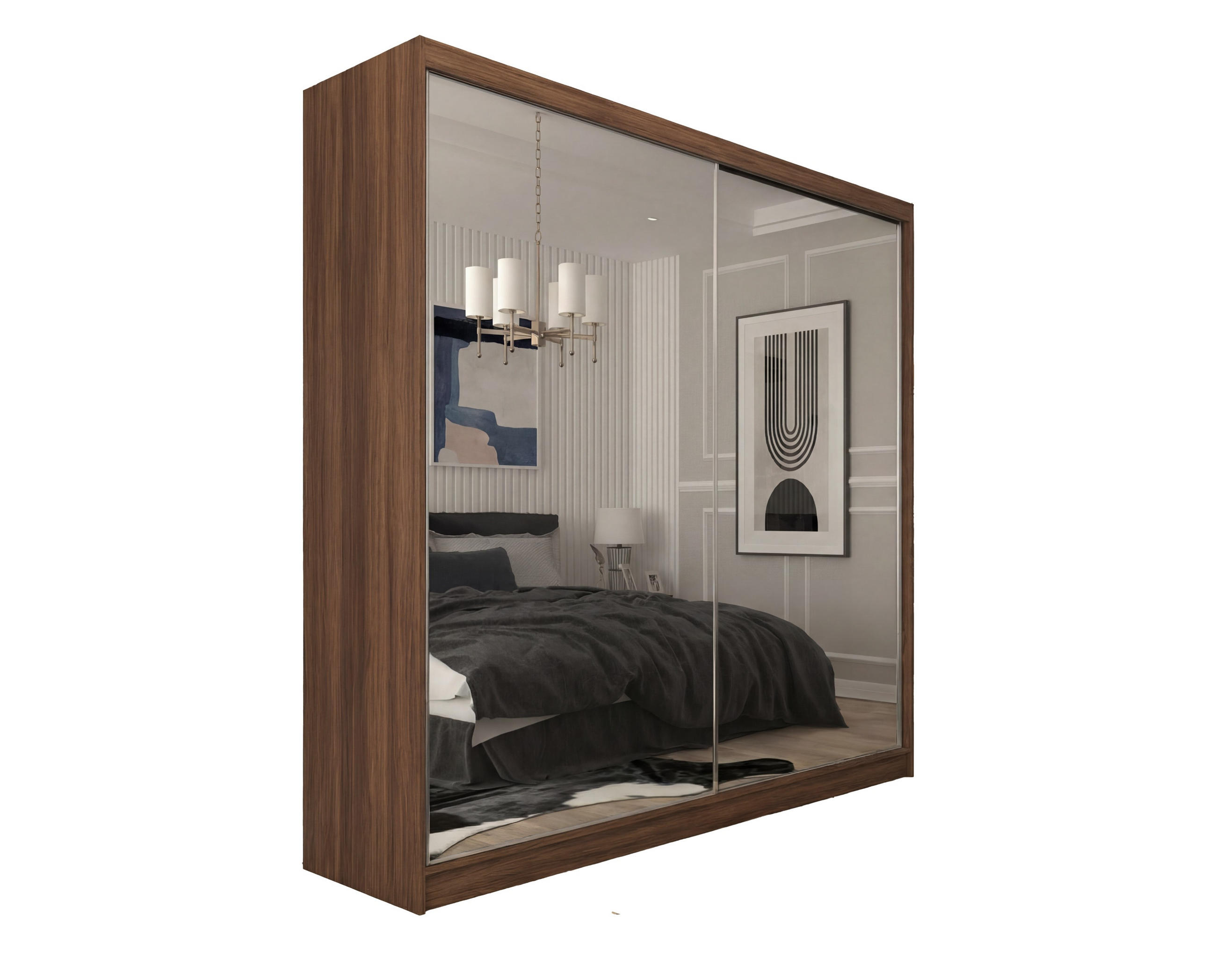 SCHWEBETÜRENSCHRANK Darix 200 cm mit Spiegel, 2-türig, dunkelbraun - Dunkelbraun, Kunststoff (200/216/61cm) - Margaret Hadas24