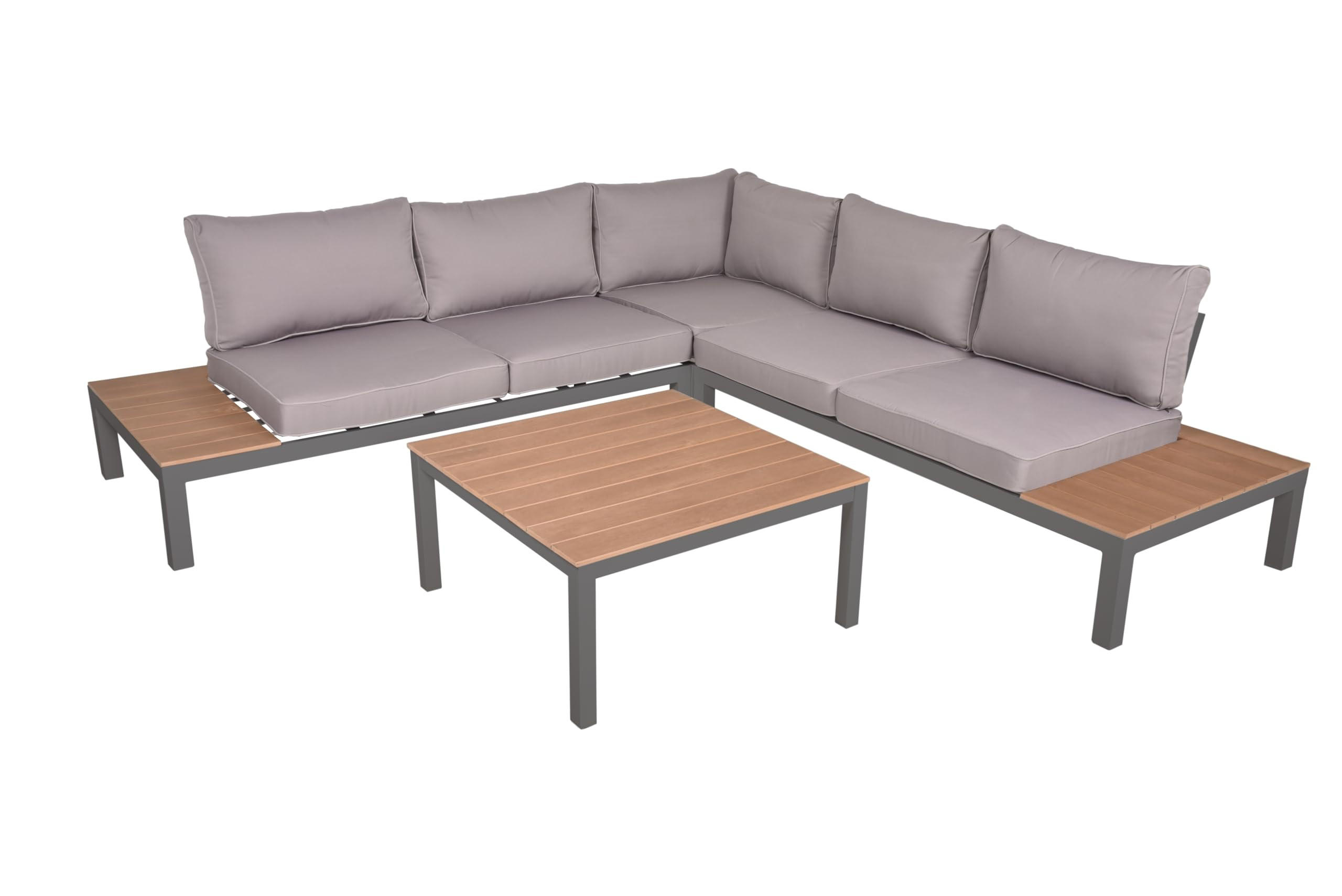 GARTENLOUNGESET Benno 4-teilig Gartenmöbel - Grau, Kunststoff - DELUKE