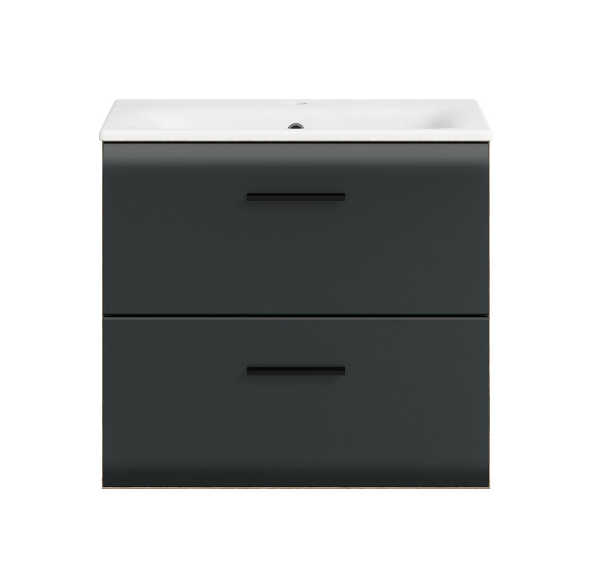 WASCHTISCH inkl. Waschbecken ICE (B/H/T: ca. 60/55/46 cm) in Nox Oak Nachbildung/schwarz matt - Eichefarben, Holzwerkstoff (60/55/46cm)