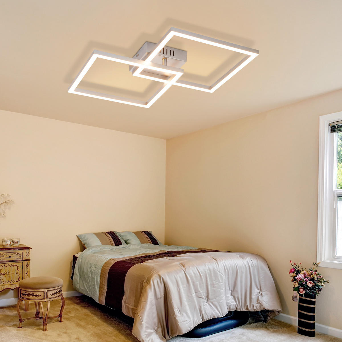 LED DECKENLEUCHTE Felwynne 39.5/39.5/6.7 cm - Silberfarben, Kunststoff (39.5/39.5/6.7cm) - ZMH