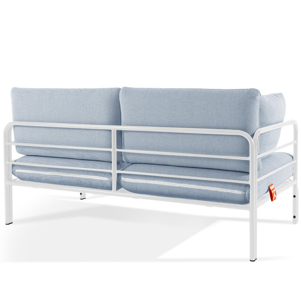 GARTENMÖBELSET RAMBE 4-tlg. 1x Tisch 2x Sessel 1x Sofa 2-Sitzer, mit Kissen, LOFT-STIL, Weiß - Weiß/Hellblau, Glas/Textil - KONSIMO®