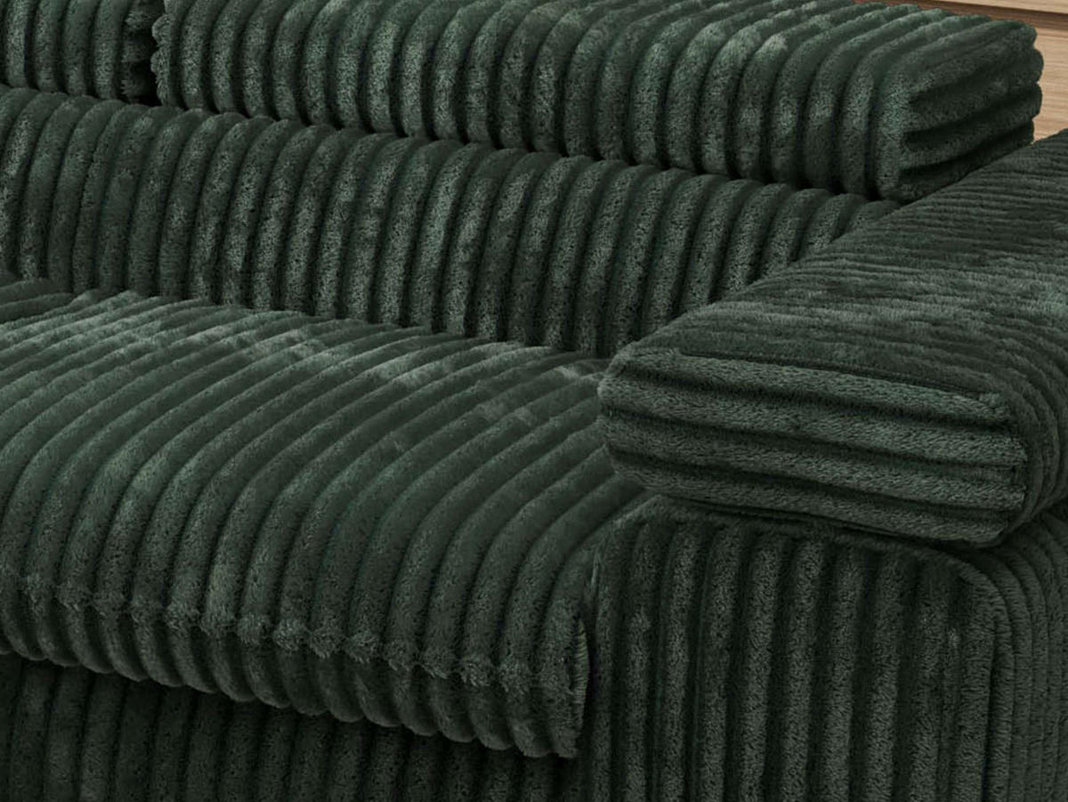 ECKSOFA PABLO L Grün Cord - Links Seite mit Visco Topper - Schwarz/Grün, Textil/Metall (208/273cm) - MKS