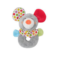 BABYRASSEL Plüsch-Tiere grau Greifling, Raschelzonen, leuchtende Farben, ab Geburt, Plüsch - Grau, Textil (9/5/12cm) - Lorelli