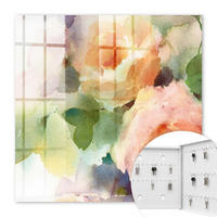 SCHLÜSSELBOX Weiß 30x30 cm – Türöffnung nach rechts - Aquarellblumen - Grün, Metall (30/30/5cm) - TULUP