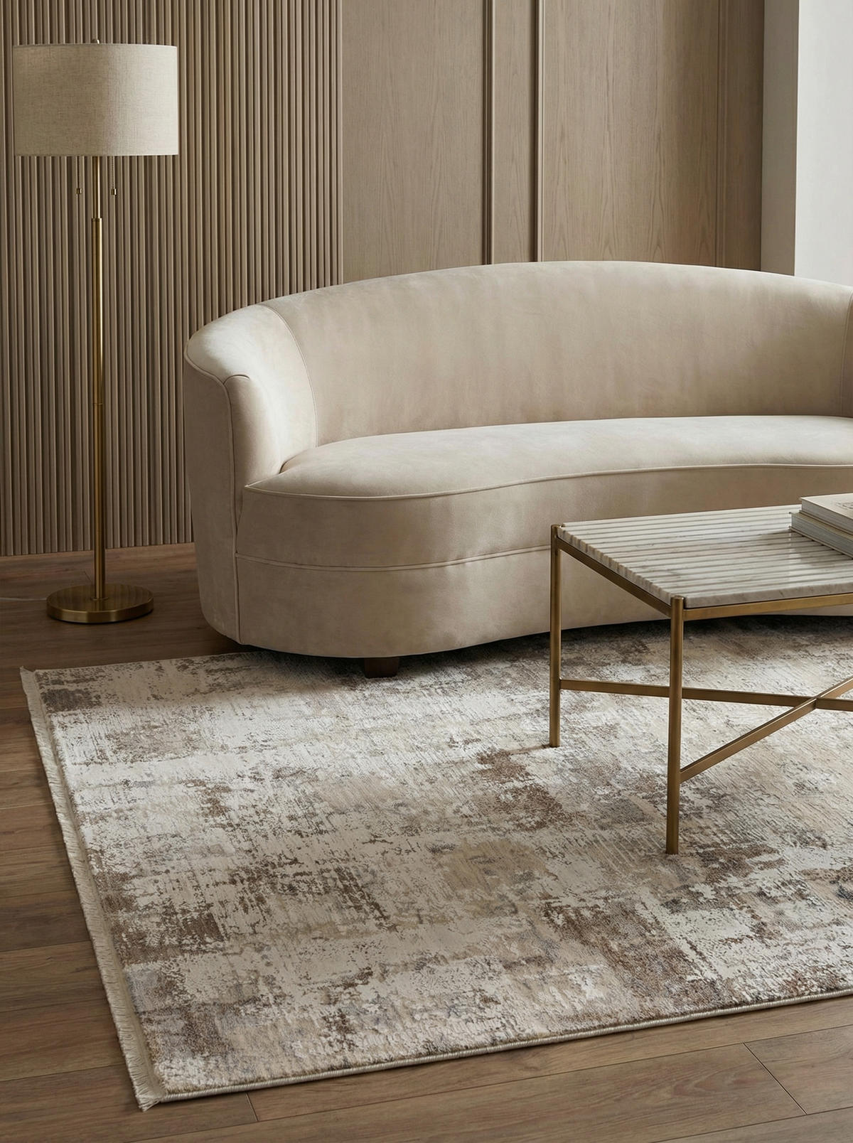 TEPPICH Velours abstrakt flauschig pflegeleicht SIENA-Arbia, Beige 200x300 cm - Beige, Textil (200/300cm) - KADIMA DESIGN