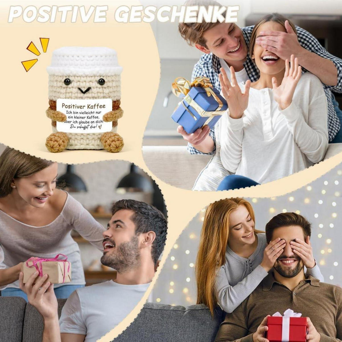 KUSCHELTIER Kaffee gehäkelt beige - Multicolor, Textil (13/14cm)