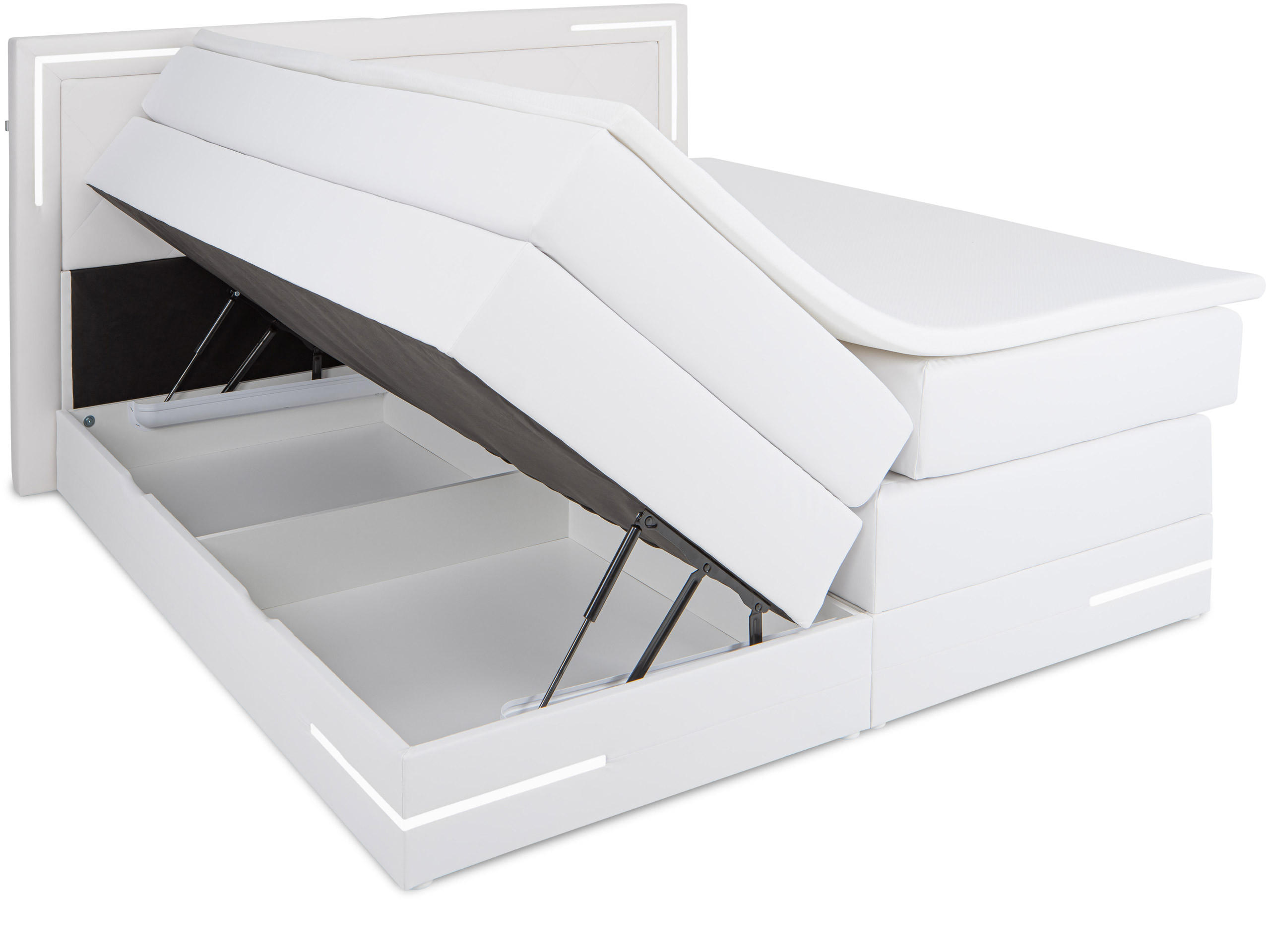 BOXSPRINGBETT Arizona Weiß 160/200 cm H2/H3 Kunstleder - Weiß, Textil (160/200cm) - wonello