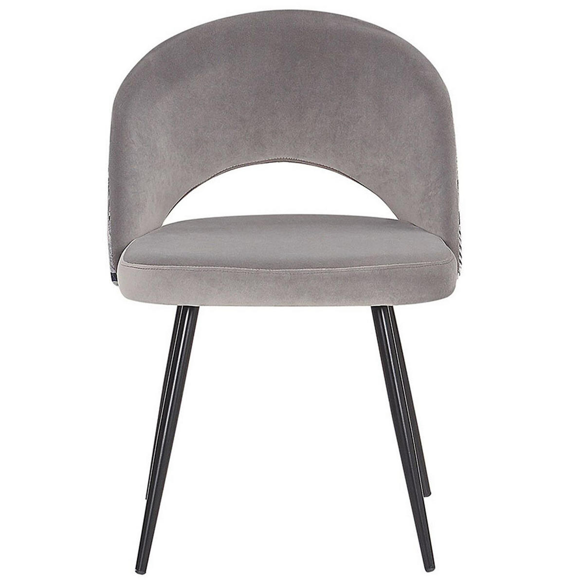 ESSZIMMERSTUHL 2er-Set Samtstoff Grau Vivian - Grau, Textil/Metall (52/77/56cm) - Beliani