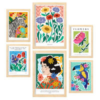 POSTER Set Mit 6 Wilders Zusammenfassung A3 & A4 Rahmen Aus Hellem Holz - Beige, Papier (29/3cm) - Nacnic