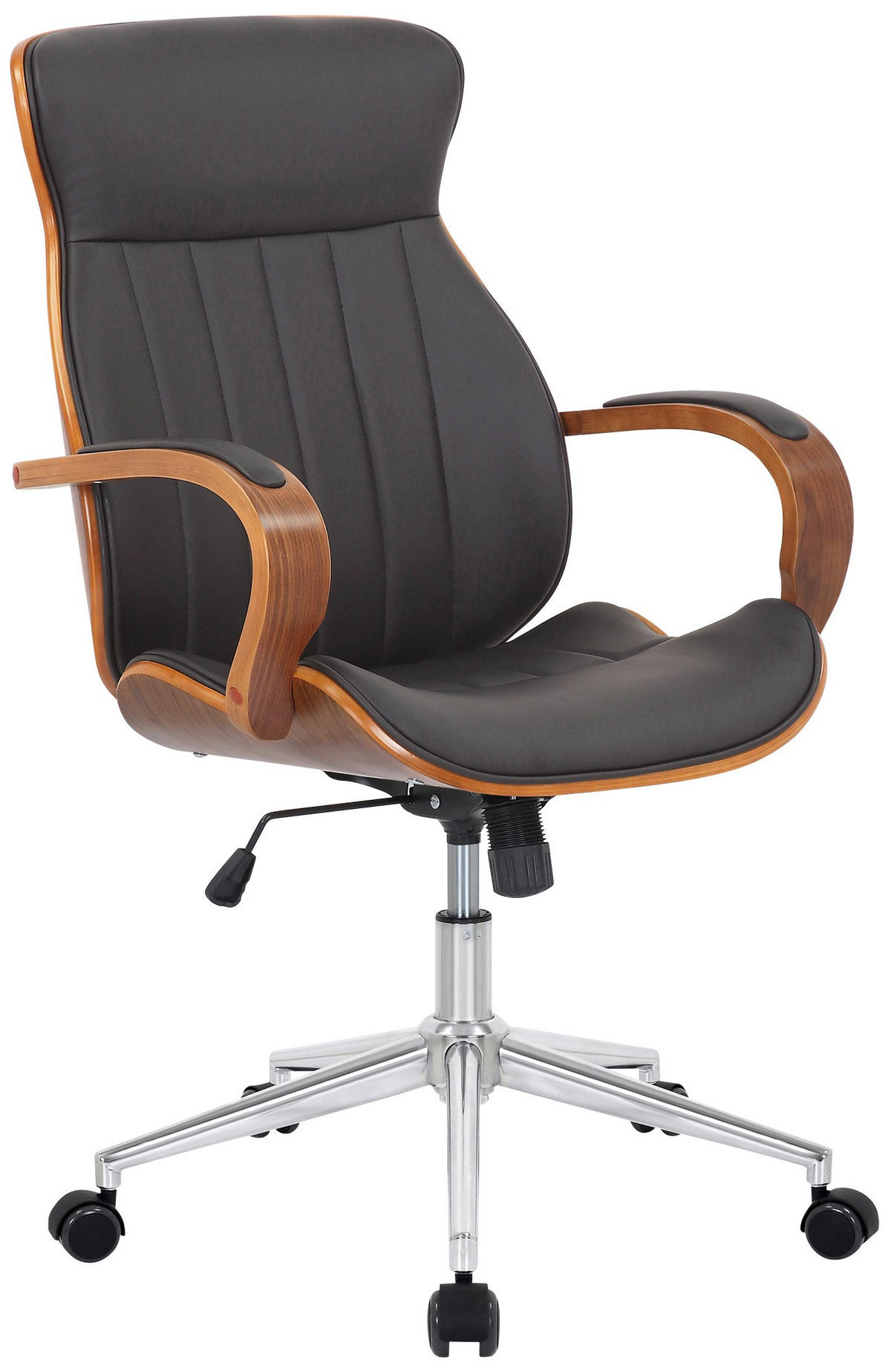 DREHSTUHL Lederlook walnuss/braun - Chromfarben/Walnussfarben, Textil/Metall (63/100/68cm) - CLP