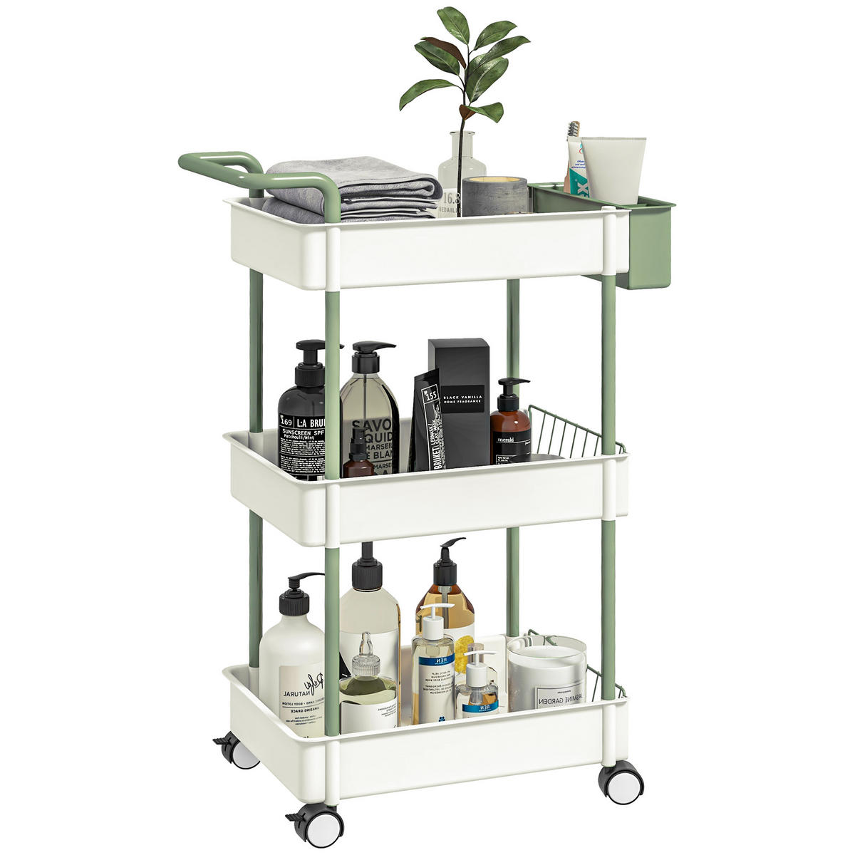 ROLLWAGEN, Servierwagen, Stahl, Weiß - Weiß, Kunststoff (29.4/77/50cm) - HOMCOM