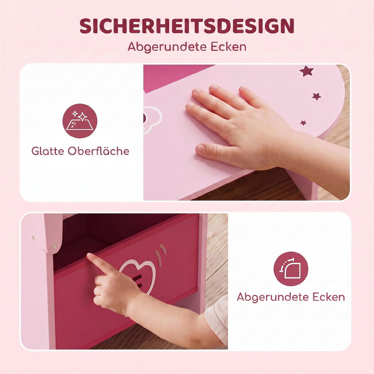 KINDERTISCH-MIT-STUHL MDF Vliesstoff Rosa - Rosa, Holzwerkstoff/Textil (51/59/58.5cm) - AIYAPLAY