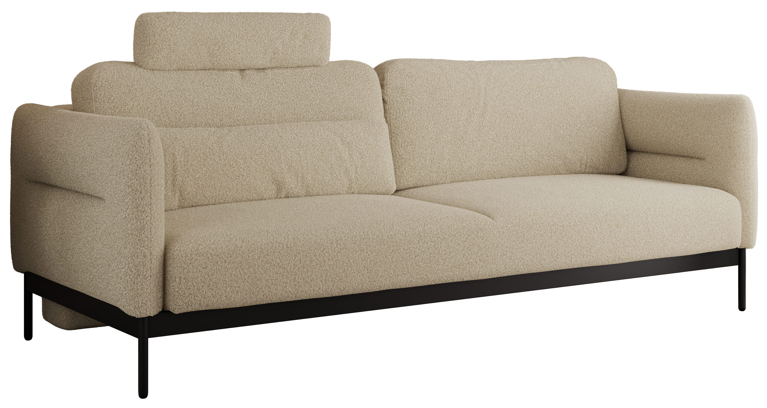 SOFA SALENTO Beige Boucle - Beige/Schwarz, Textil/Metall (221/82/101cm) - MKS