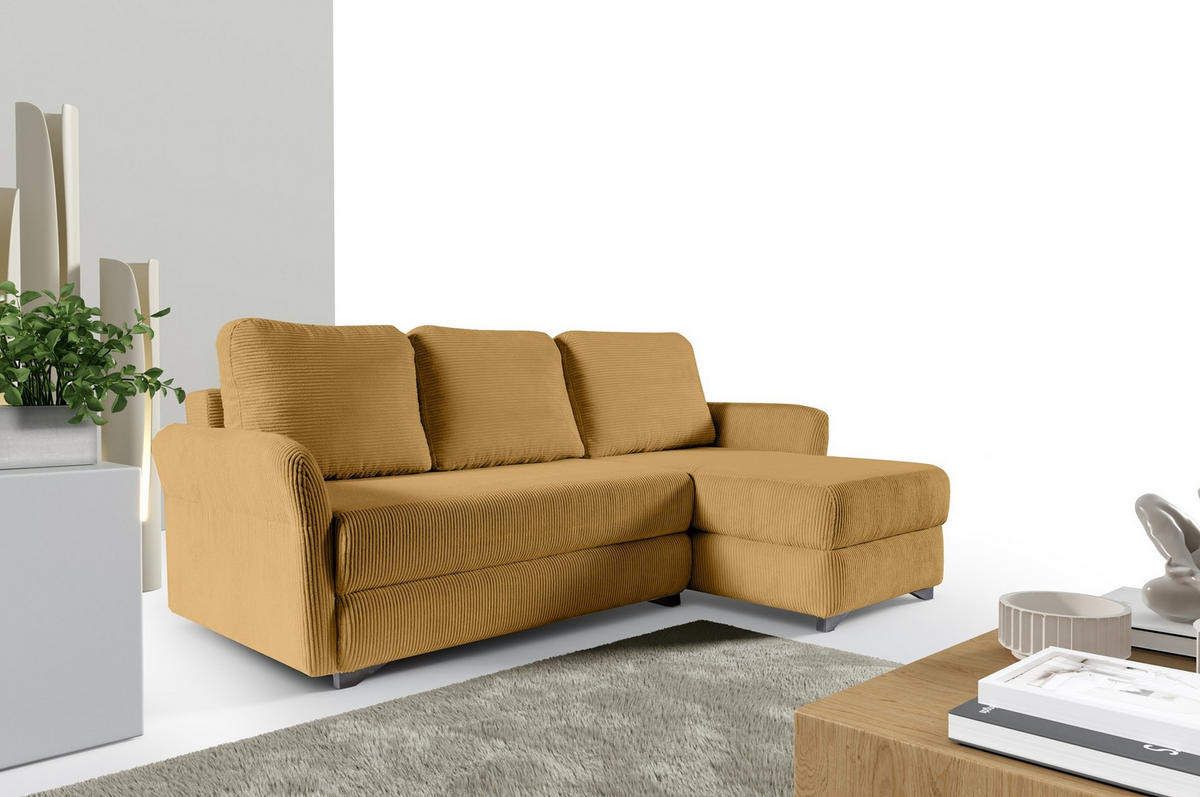 ECKSOFA Volt Gelb, universal Ecksofa mit Schlaffunktion - Gelb, Holzwerkstoff/Textil (238/155cm) - Bettso
