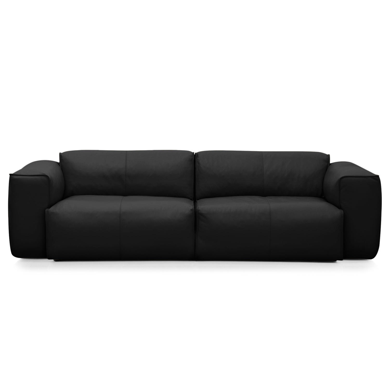 3-SITZER SOFA - Schwarz, Leder/Kunststoff (251/71/102cm) - home24