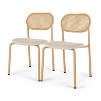 ESSZIMMERSTÜHLE 2er-Set Rattan Mit Metallbeinen Holzfarbe - Braun, Holz (46.5/80.5/40cm)