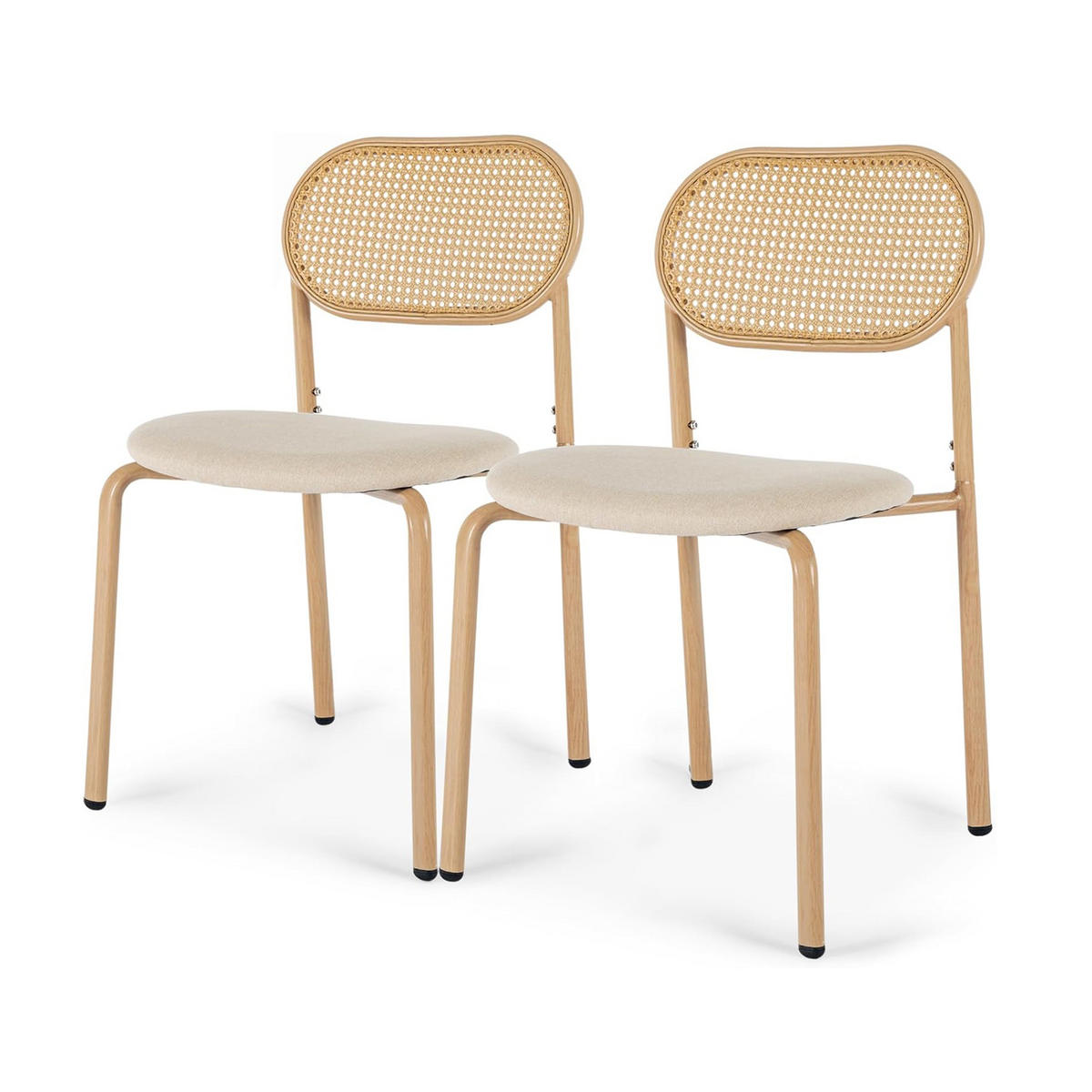 ESSZIMMERSTÜHLE 2er-Set Rattan Mit Metallbeinen Holzfarbe - Braun, Holz (46.5/80.5/40cm)