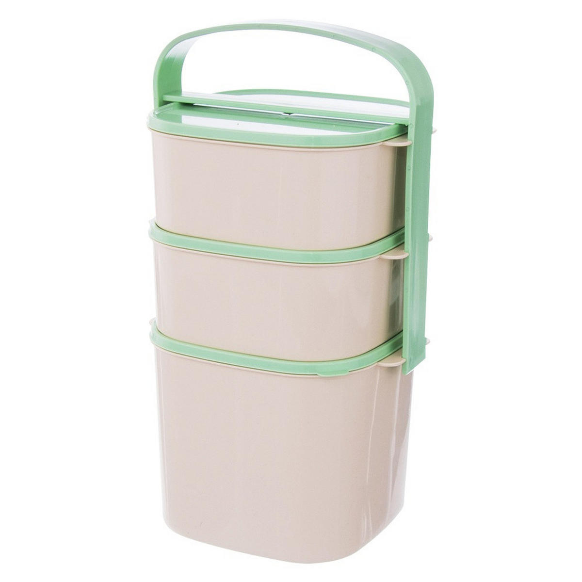LUNCHBOX Dreistöckige aus Kunststoff 2 l 2 x 1,15 l - Grün, Kunststoff (15/30/15cm) - Orion 