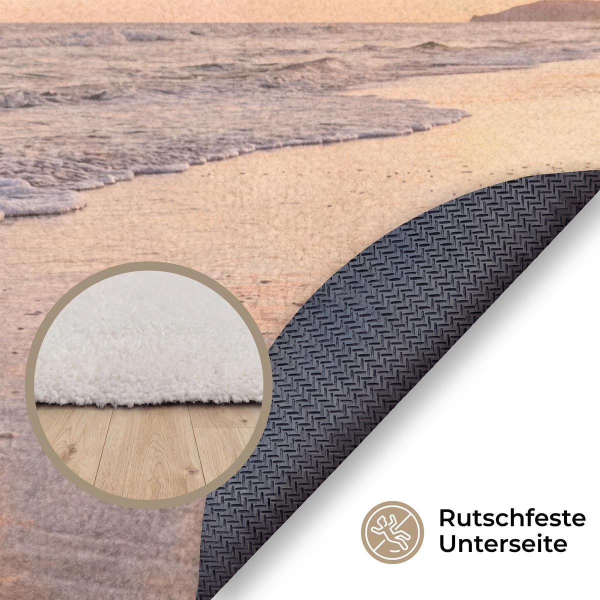 KOBERCE - Pláž - Príboj - Oblaky - 90x90 cm - svetloružová, textil/plast (90/0.4cm) - OnlyWow