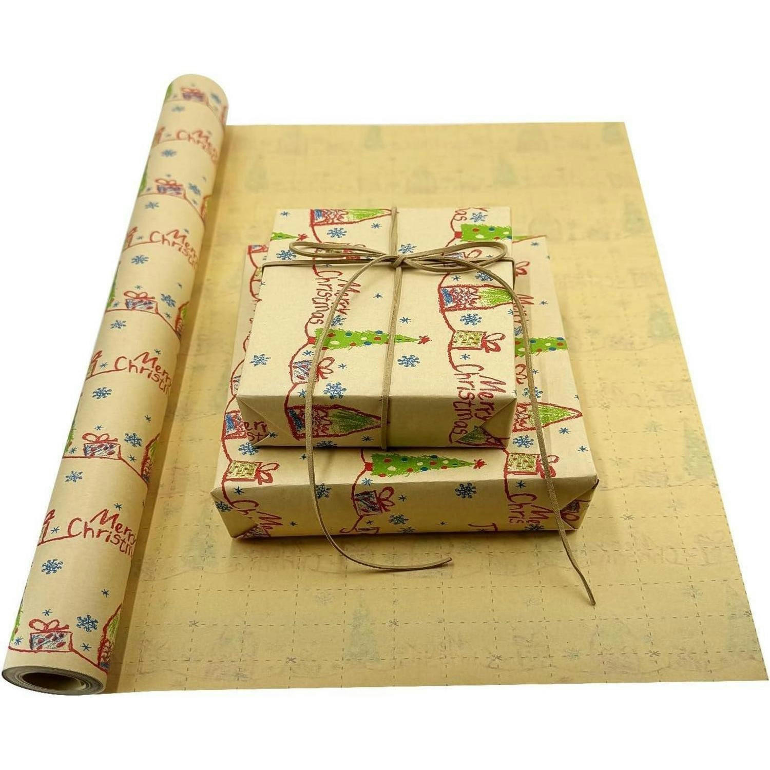 GESCHENKPAPIERROLLE 60 cm x 12 m Weihnachtsbaum Schneeflocke recycelbar - Multicolor, Papier (60/0.1/1200cm)