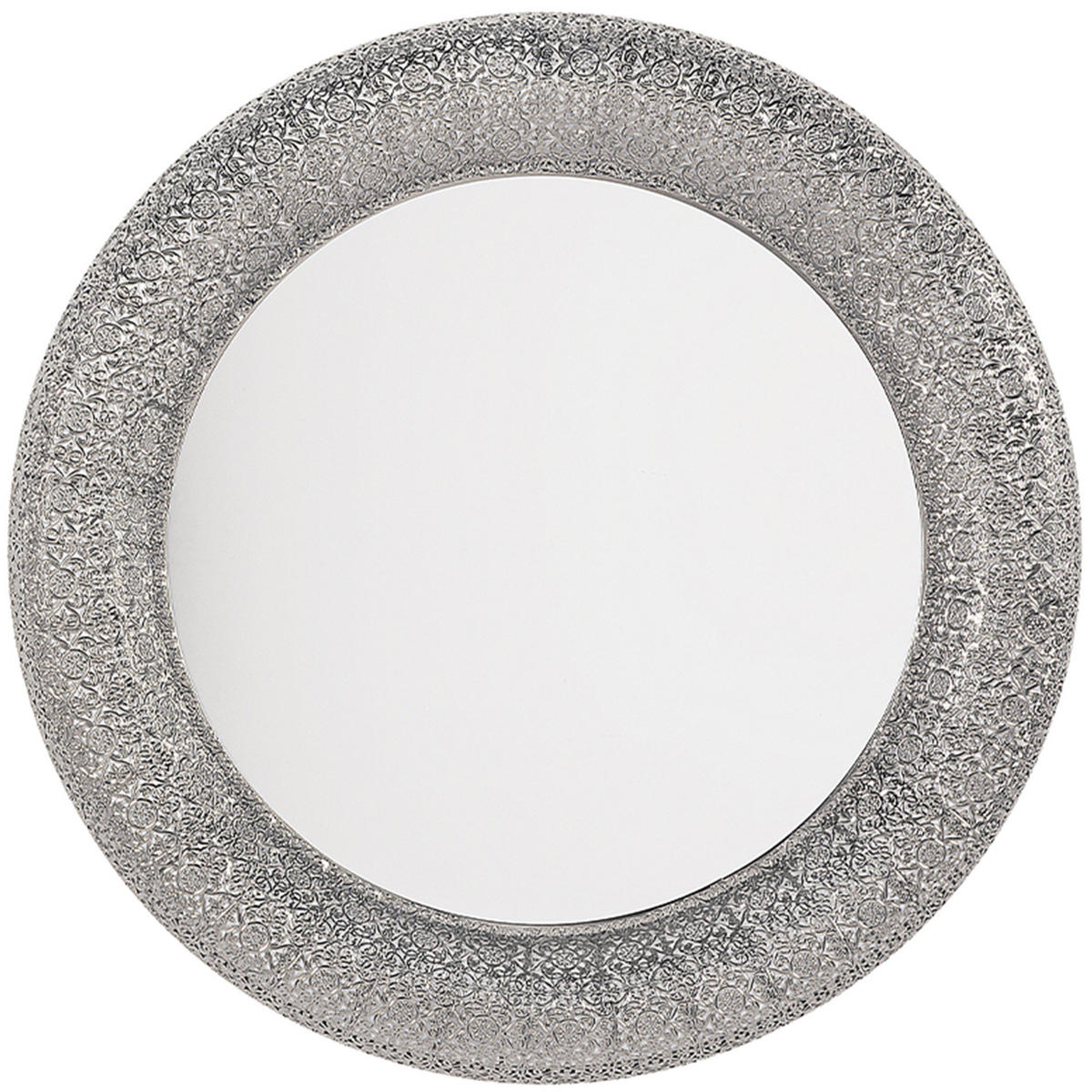 WANDSPIEGEL silber rund 80 cm Channay - Silberfarben, Metall (80/80/5cm) - Beliani
