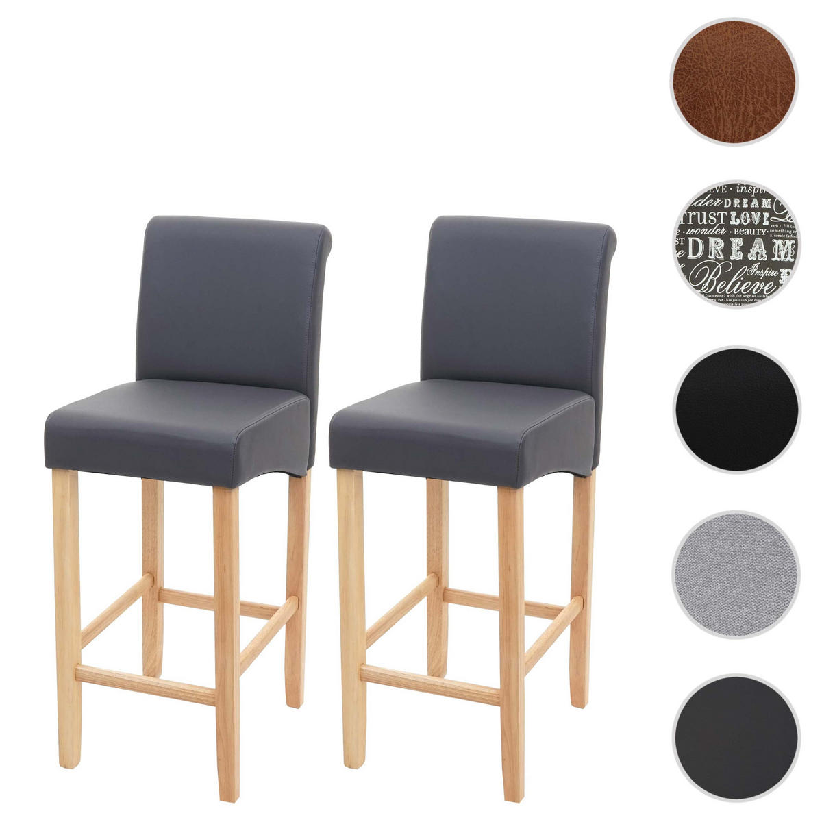 BARHOCKER Grau 2er-Set - Grau, Textil (39/105/53cm) - MCW