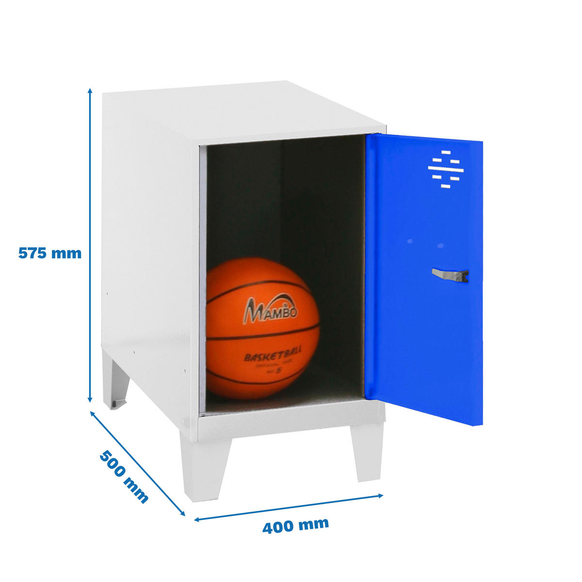 SCHLIESSFACHWÜRFEL Amego HxBxT 57,5x40x50 cm Mit Standfüße Blau-Weiß Spind - Blau, Metall (40/57.5/50cm) - PROREGAL