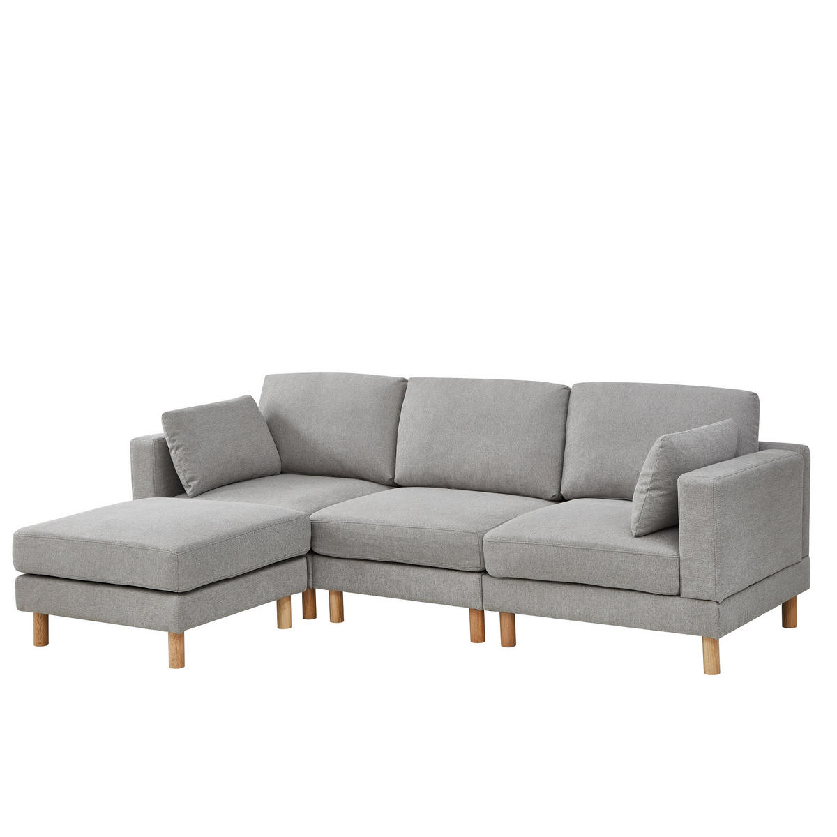 ECKSOFA 235/152/78 cm Grau mit Fußbank, 3-Sitzer - Hellgrau/Grau, Holz/Textil (235/152cm) - Oxeza