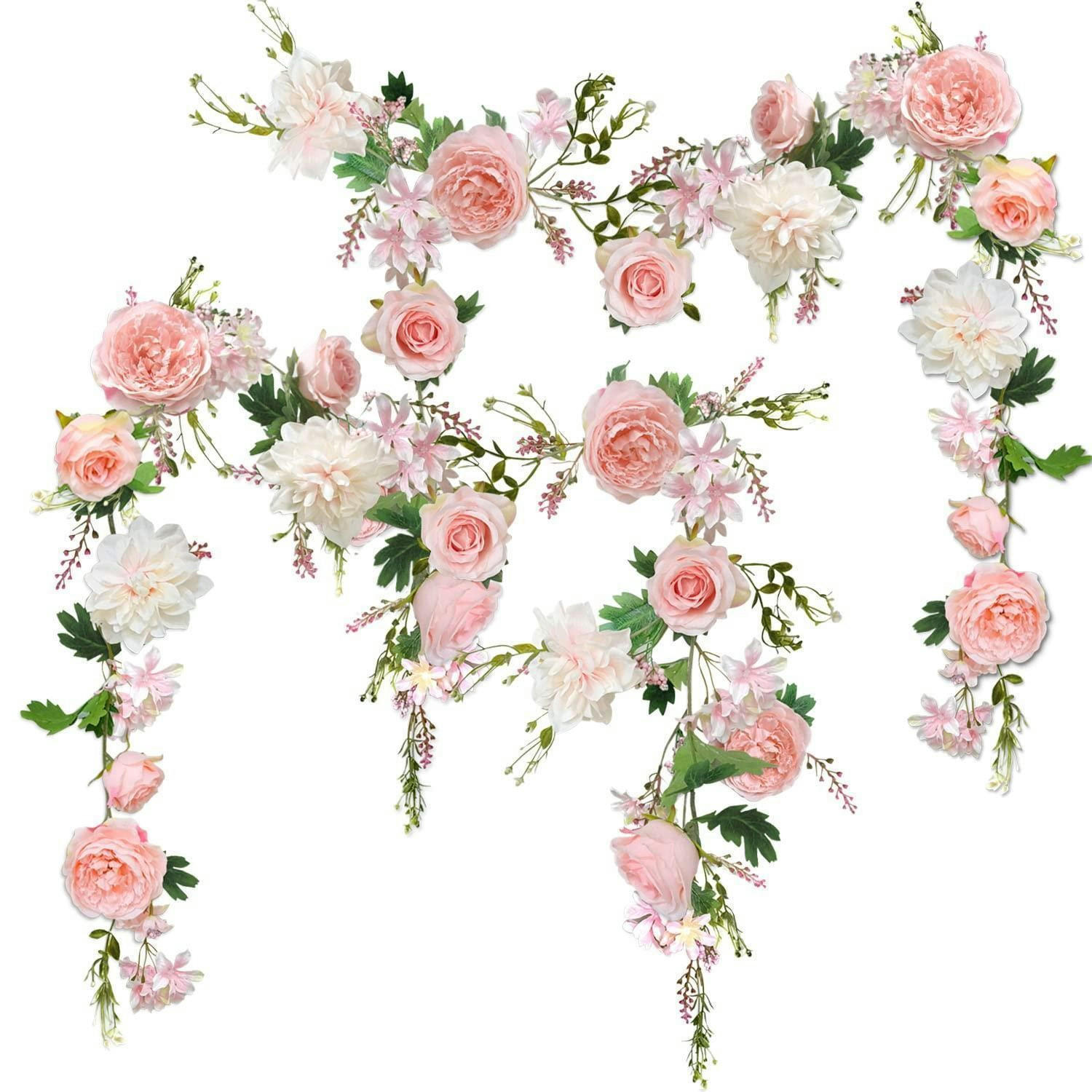 BLUMENGIRLANDE 2-teiliges Set 180 cm - Rosa, Kunststoff (1cm)