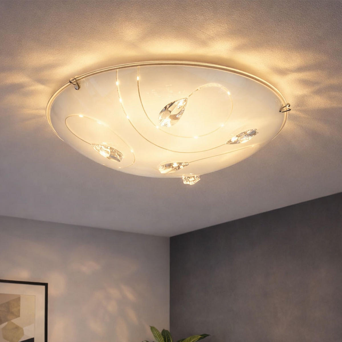 LED DECKENLEUCHTE Inka Weiß Opal - Weiß, Glas (25/25/7.5cm) - Globo Lighting