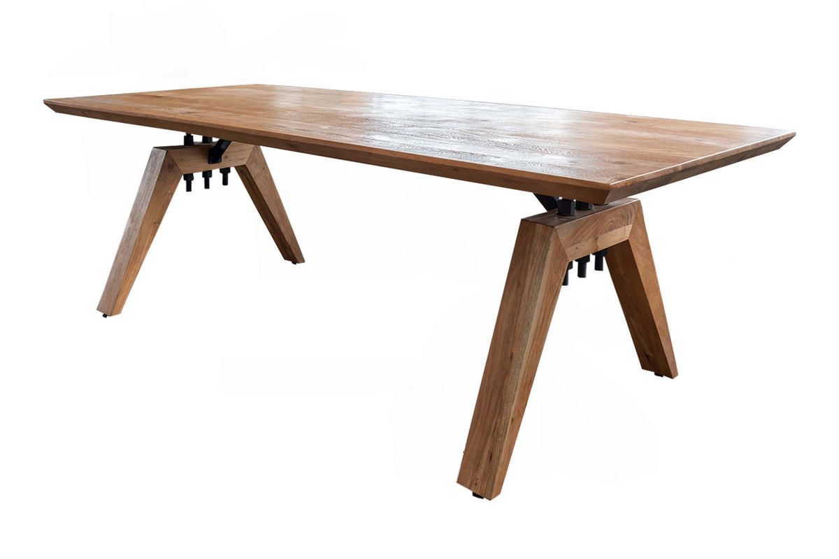 ESSTISCH MIT SCHWEIZER KANTE WOODY Braun Akazie - Schwarz/Braun, Akazienholz/Holz (200/100/78cm) - KAWOLA