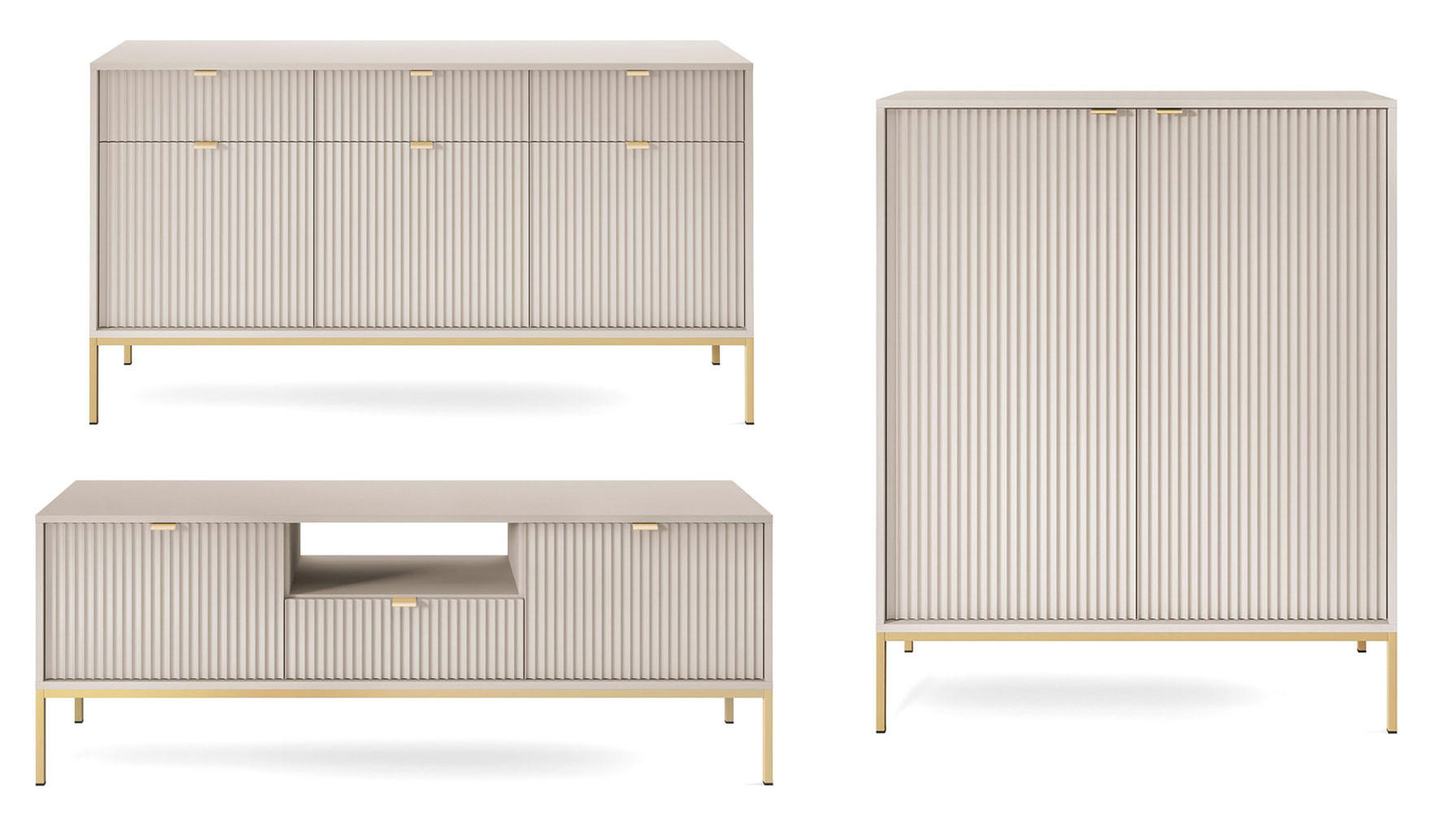 Feldmann-Wohnen Wohnzimmer-Set Kaschmir, Gold 412x125x39 cm