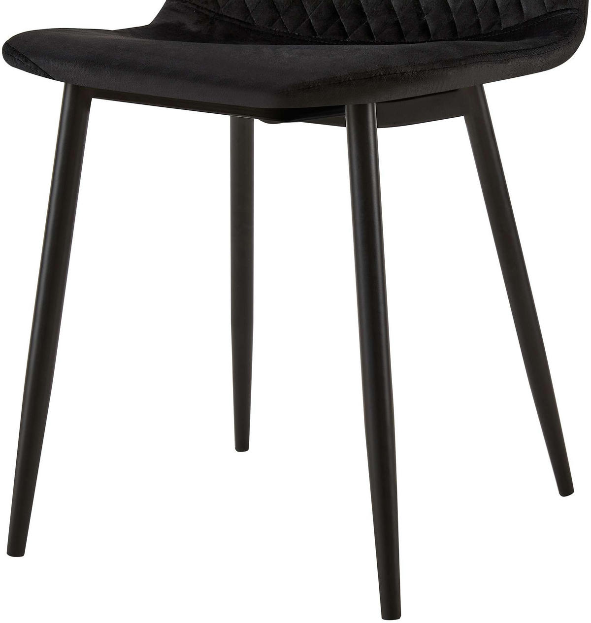 STUHL Samt Schwarz - Schwarz, Textil/Metall (44/88/54cm) - CLP