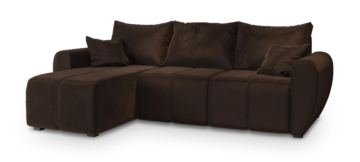 ROHOVÁ SEDAČKA MADISON hnědá - černá/hnědá, dřevo/textil (246/143cm) - MASSENO