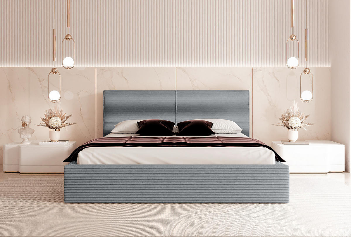 POLSTERBETT VIVELO 120x200 cm, Grau - Grau, Textil (200/120cm) - Fedve