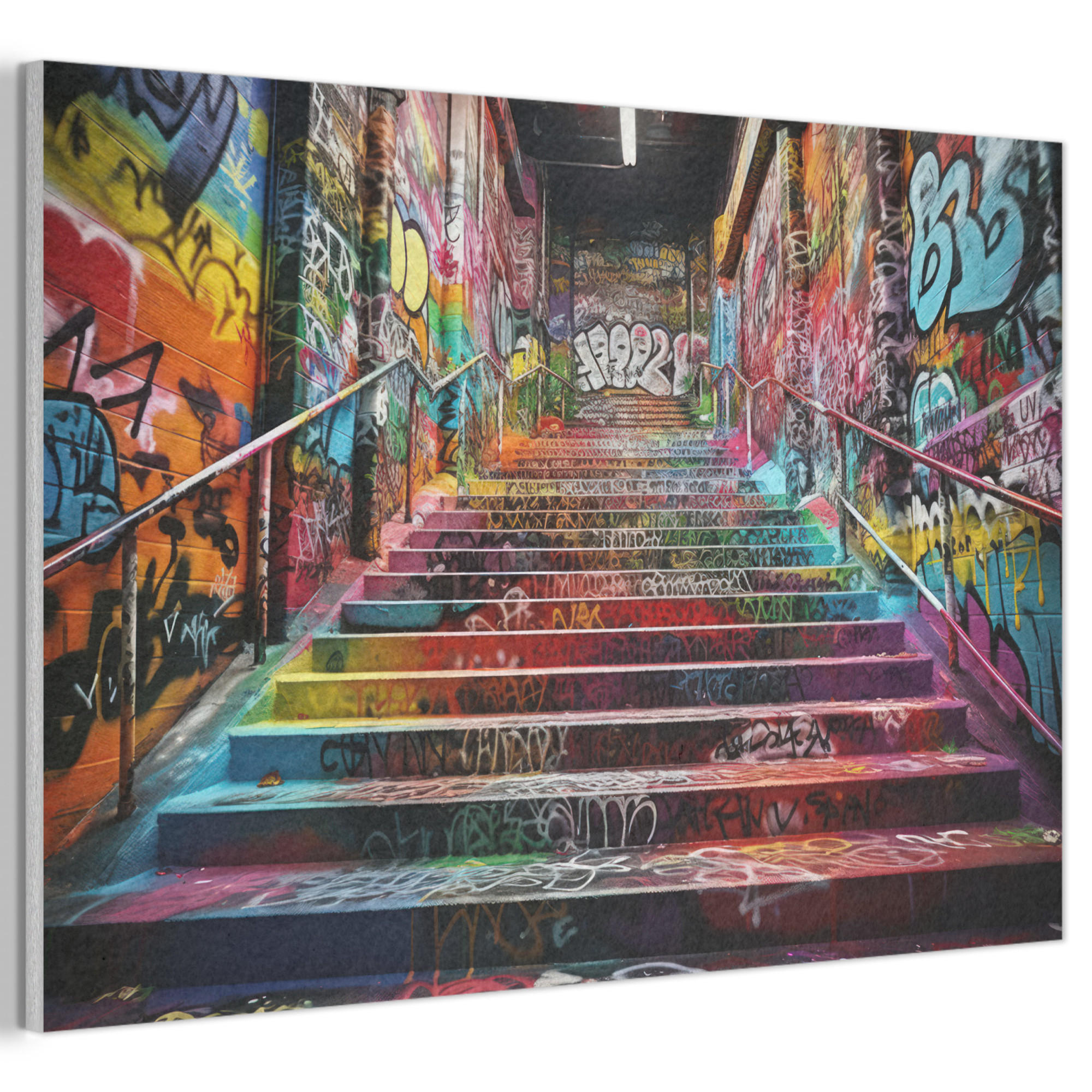 AKUSTIKBILD Treppe - Graffiti - Farben - Kunst Akustikpaneele 90x60 cm - Multicolor, Kunststoff (90/60/0.9cm) - MuchoWow