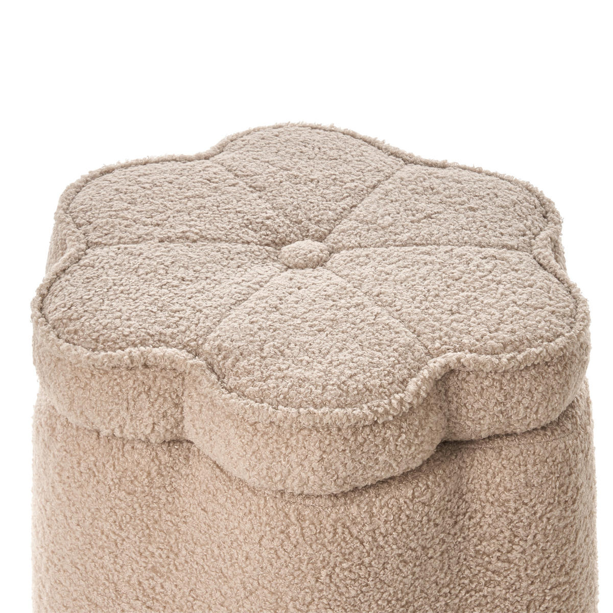 KINDERHOCKER mit Stauraum Bouclé Beige Blume Flower - Beige/Schwarz, Textil (40/38/40cm) - Beliani