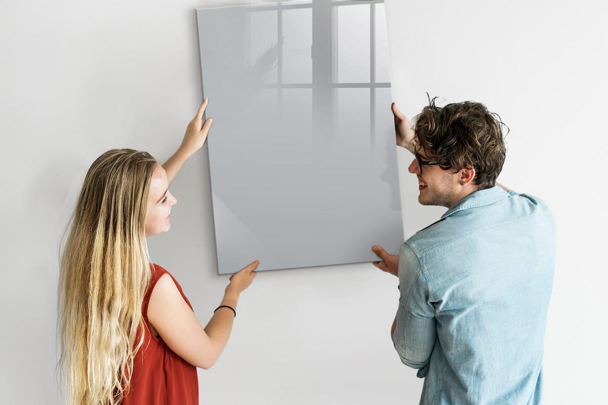 MAGNETTAFEL 70x100 Hellgrau schwarzer Marker - Hellgrau, Glas (70/0.4/100cm) - TULUP