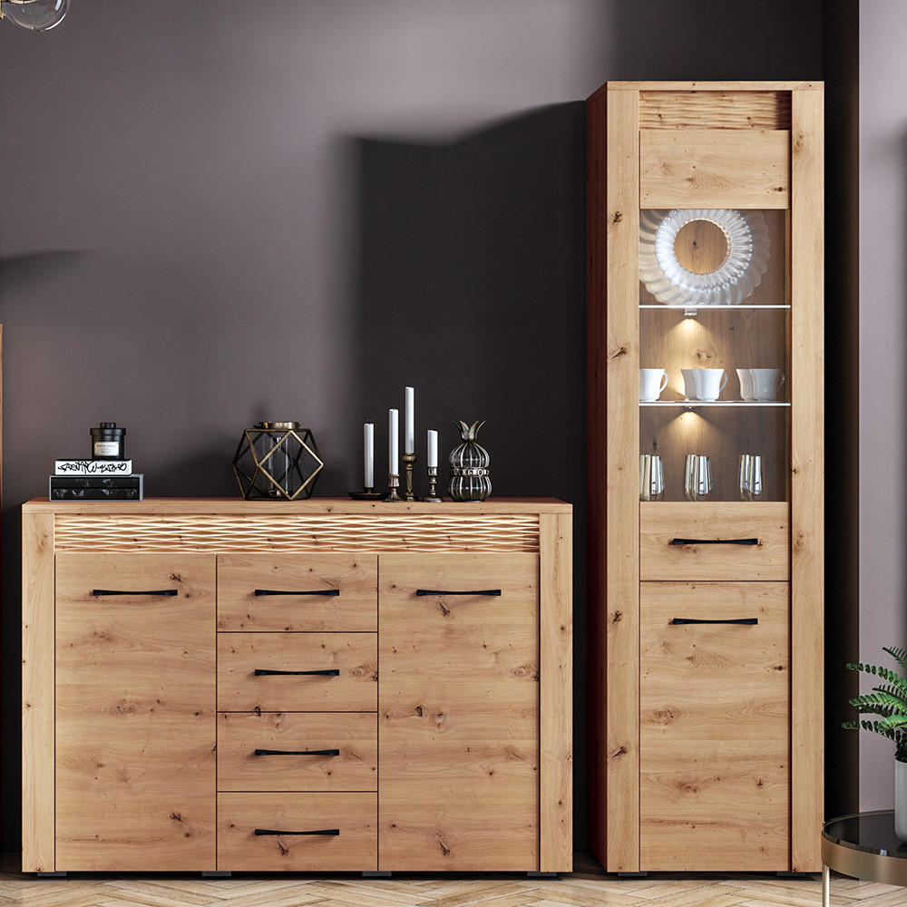 WOHNZIMMER-SET 3-TLG. Arta-131 - Braun, Holzwerkstoff (213/200/40cm) - Lomado
